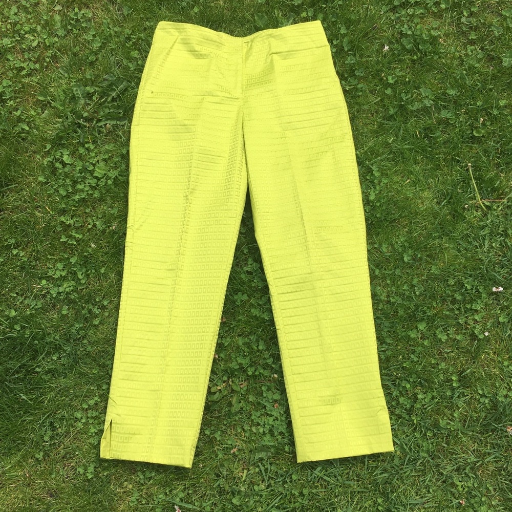 Tribal Tonal Pattern Chartreuse Cropped Pant